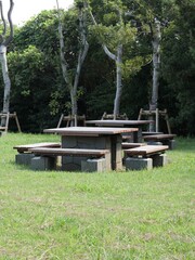 公園のピクニックテーブル