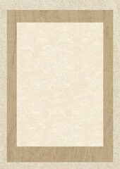 Blank beige paper with wooden frame on textured background