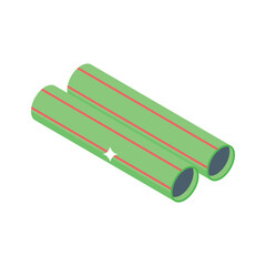 Modern 3d style icon of stacked plastic pipes