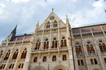 Obraz premium Hungarian Parliament facade detail in Budapest