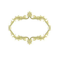 Elegant golden ornamental frame with vintage floral curves, perfect for invitations or design decor.