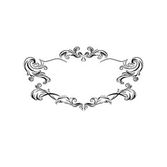 Elegant black ornamental frame with vintage floral swirls, perfect for classic or decorative designs.