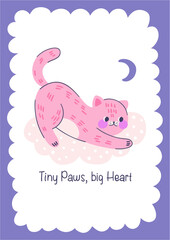 Colorful posters with adorable kitten on cloud.