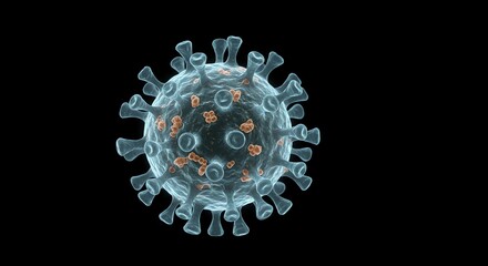 Microscopic Coronavirus Illustration Isolated on Black Background