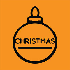 Obraz premium Christmas Ornament Ball Icon with Text on Orange Background