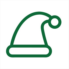 Obraz premium Green Santa Hat Icon on White Background