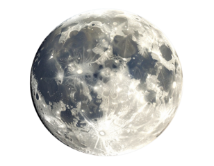 full moon glowing in the night sky isolated on a transparent background PNG