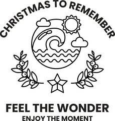 A black and white Christmas to Remember poster with a wave and a star