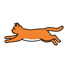 Fototapeta premium Leaping Cat: Dynamic illustration captures a single cat mid-leap, conveying energy and agility, with a clean line art style and bright, playful color palette.