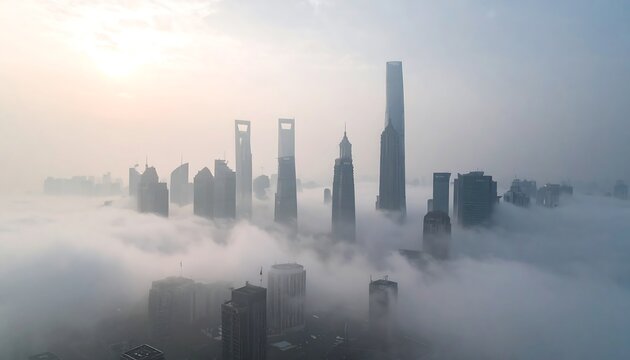City skyline shrouded in morning mist (1)