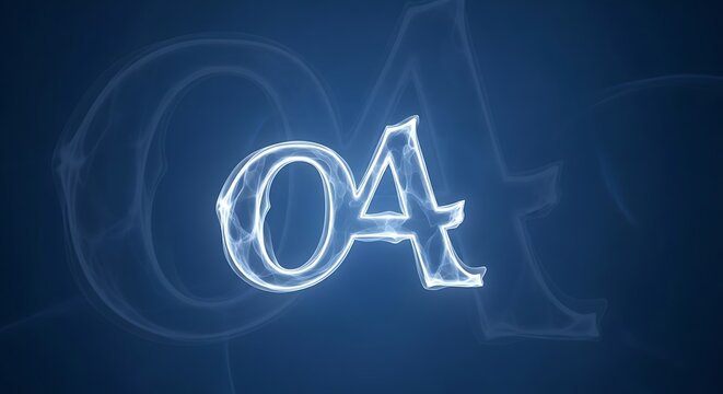 A glowing, stylized representation of the letters "O4" against a deep blue background. - Powered by Adobe