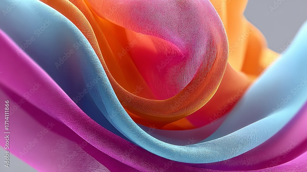 Poster elegant multicolored fabric background with flowing waves and soft textures for creative projects
