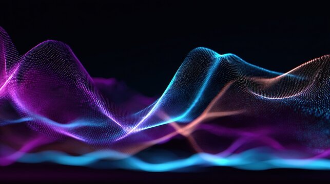 Abstract digital wave forms with glowing, vibrant colors