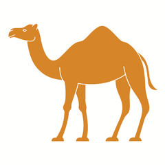 Silhouette of a Dromedary Camel Walking Across the Desert Sand Dune Symbolizing Middle Eastern Wildlife Adaptations