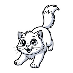 Playful Kitten: A charming illustration of a cute white kitten, exuding joy and playfulness with its delightful demeanor. 