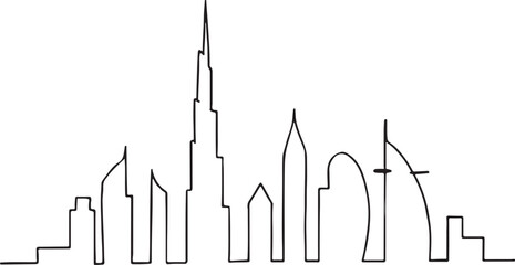 Detailed Dubai skyline vector illustration. 