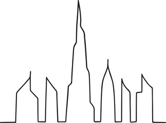 Detailed Dubai skyline vector illustration. 