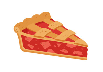 A slice of cherry pie with a lattice crust