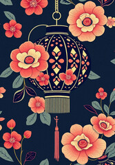 Oriental pattern. Oil painting. Pattern for printing on wall decorations, covers, leaflets, business cards