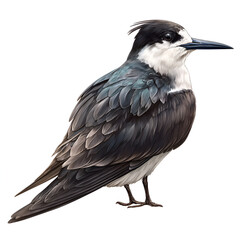 Fototapeta premium Black and White Bird Realistic Detailed Isolated on White Background