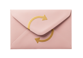 Isolated pink envelope with arrow circle design for mailing invitation stationery mockup