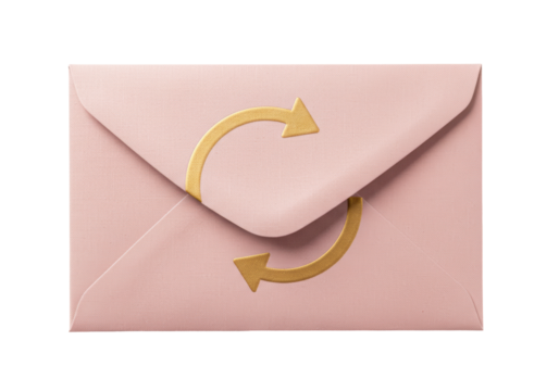 Isolated pink envelope with arrow circle design for mailing invitation stationery mockup