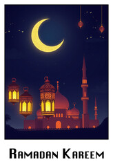 Printable pattern for wall decorations, covers, wallpapers, greeting cards on the occasion of a Muslim holiday. Ramadan . Oil painting