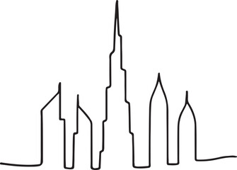 Detailed Dubai skyline vector illustration. 