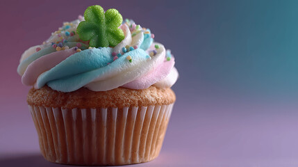 St. Patrick's Day cupcake with shamrock