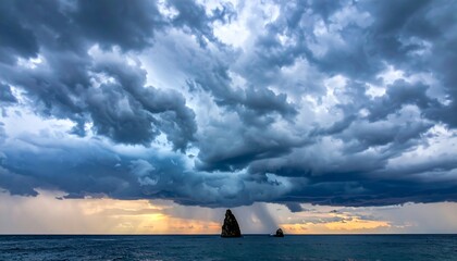 Dramatic stormy sky over a tranquil sea