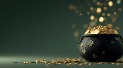St. Patrick's Day pot of gold with shamrocks