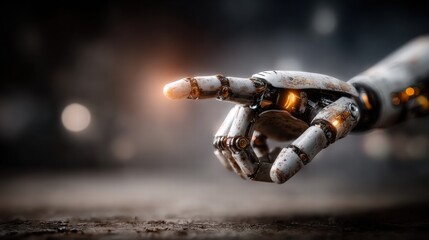Close-up of a metallic robot hand