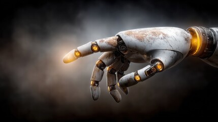 Close-up of a metallic robot hand