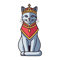 Royal Cat: A regal illustration of a dignified cat adorned with a crown and royal attire, symbolizing leadership and nobility.
