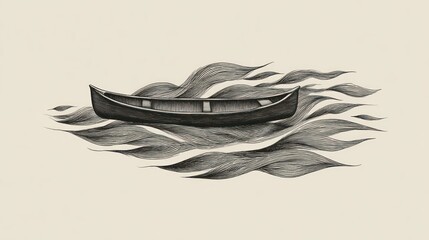 Canoe on water abstract illustration