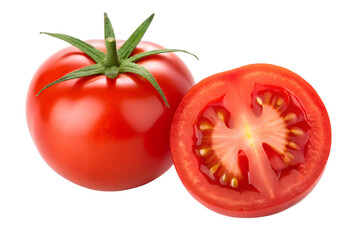 Fresh vibrant red tomato slices, white button mushrooms, aromatic rosemary, and peppercorns, on a white background, ideal for healthy cooking