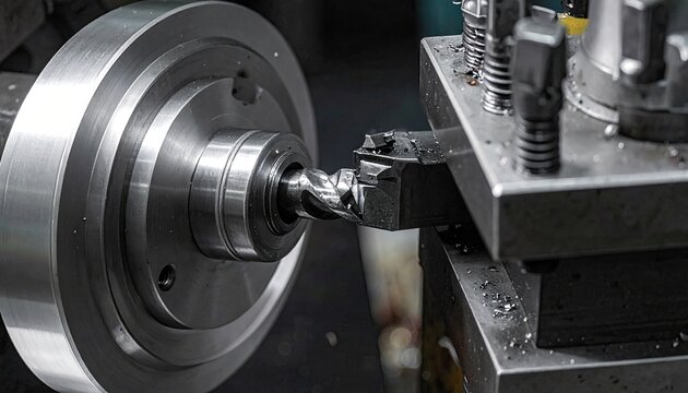 Industrial Lathe Spindle Detail in Workshop