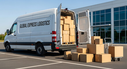Delivery Van with Boxes Efficient Logistics and Shipping for Business Needs