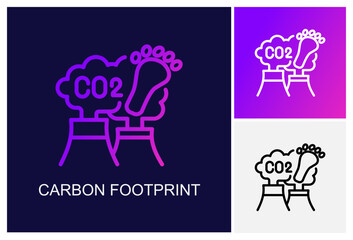 Carbon Footprint Icon.Style Is A Line Graphic Symbol In Black, Gradient, White Color Variants