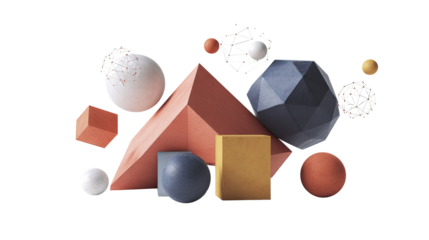3d render of abstract geometric shapes on white background