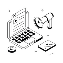 Take your hands on this creative isometric illustration of social media marketing