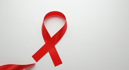 Red Ribbon Symbol of Hope and Awareness on Light Gray Backdrop