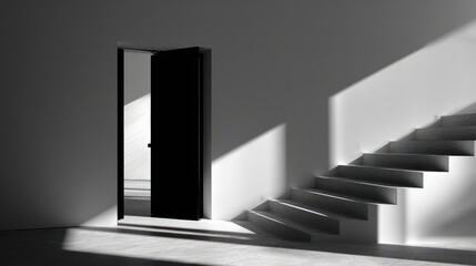 Empty stairwell doorway sunlight