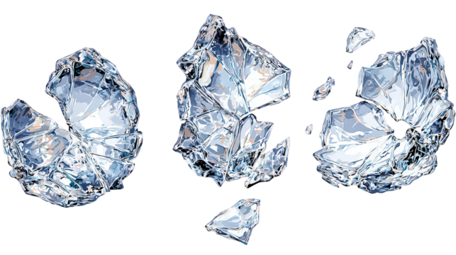 Shattered Ice Fragments On Transparent Background