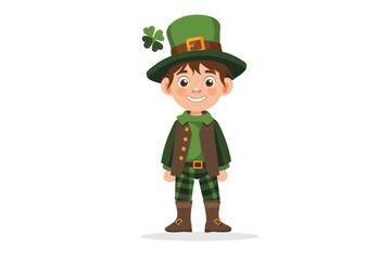 kid in Saint Patricks Day outfit color isolated