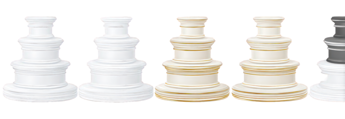 Three Tiered Cakes In White And Gold