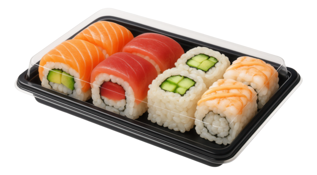 Refrigerated section with a selection of yogurt cups, arranged by flavor and color scheme.