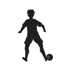 Football Soccer player silhouette with ball. Sport player shooting on white background.