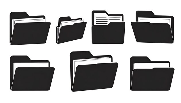 Collection of black folder icons