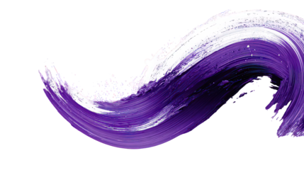 Abstract Purple and White Paint Stroke on Transparent Background